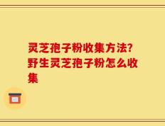 灵芝孢子粉收集方法？野生灵芝孢子粉怎么收集