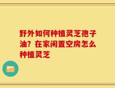 野外如何种植灵芝孢子油？在家闲置空房怎么种植灵芝