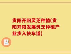 贵阳开阳灵芝种植(贵阳开阳发展灵芝种植产业步入快车道)
