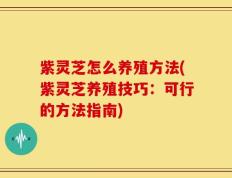 紫灵芝怎么养殖方法(紫灵芝养殖技巧：可行的方法指南)