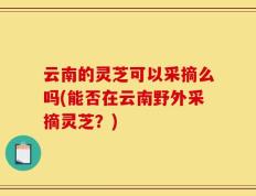云南的灵芝可以采摘么吗(能否在云南野外采摘灵芝？)