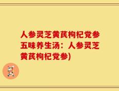 人参灵芝黄芪枸杞党参五味养生汤：人参灵芝黄芪枸杞党参)