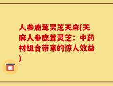 人参鹿茸灵芝天麻(天麻人参鹿茸灵芝：中药材组合带来的惊人效益)