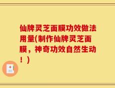 仙牌灵芝面膜功效做法用量(制作仙牌灵芝面膜，神奇功效自然生动！)