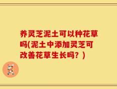 养灵芝泥土可以种花草吗(泥土中添加灵芝可改善花草生长吗？)
