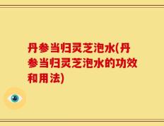 丹参当归灵芝泡水(丹参当归灵芝泡水的功效和用法)