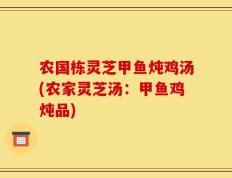 农国栋灵芝甲鱼炖鸡汤(农家灵芝汤：甲鱼鸡炖品)