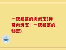 一夜暴富的肉灵芝(神奇肉灵芝：一夜暴富的秘密)
