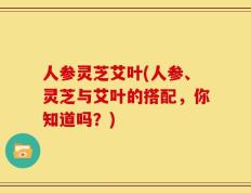 人参灵芝艾叶(人参、灵芝与艾叶的搭配，你知道吗？)