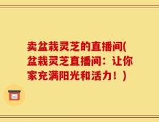 卖盆栽灵芝的直播间(盆栽灵芝直播间：让你家充满阳光和活力！)