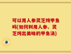 可以用人参灵芝炖甲鱼吗(如何利用人参、灵芝炖出美味的甲鱼汤)