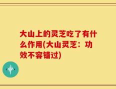 大山上的灵芝吃了有什么作用(大山灵芝：功效不容错过)