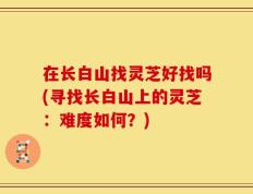 在长白山找灵芝好找吗(寻找长白山上的灵芝：难度如何？)