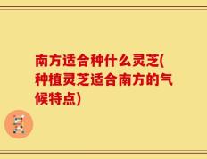 南方适合种什么灵芝(种植灵芝适合南方的气候特点)