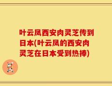 叶云凤西安肉灵芝传到日本(叶云凤的西安肉灵芝在日本受到热捧)