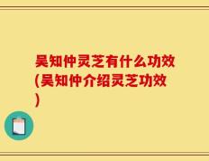 吴知仲灵芝有什么功效(吴知仲介绍灵芝功效)