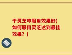 干灵芝咋服用效果好(如何服用灵芝达到最佳效果？)