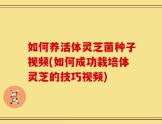 如何养活体灵芝菌种子视频(如何成功栽培体灵芝的技巧视频)
