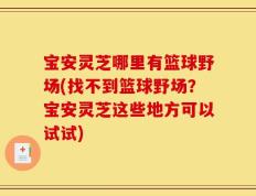 宝安灵芝哪里有篮球野场(找不到篮球野场？宝安灵芝这些地方可以试试)