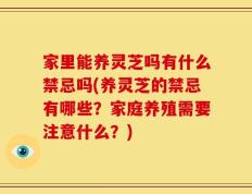 家里能养灵芝吗有什么禁忌吗(养灵芝的禁忌有哪些？家庭养殖需要注意什么？)
