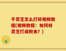 干灵芝怎么打碎视频教程(视频教程：如何将灵芝打成粉末？)
