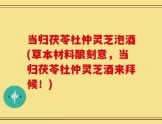 当归茯苓杜仲灵芝泡酒(草本材料酿刻意，当归茯苓杜仲灵芝酒来拜候！)