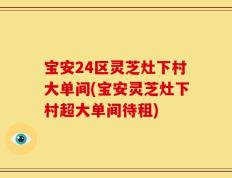 宝安24区灵芝灶下村大单间(宝安灵芝灶下村超大单间待租)