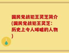 国民党战犯王灵芝简介(国民党战犯王灵芝：历史上令人唏嘘的人物)