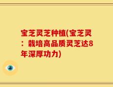 宝芝灵芝种植(宝芝灵：栽培高品质灵芝达8年深厚功力)