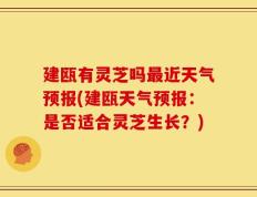 建瓯有灵芝吗最近天气预报(建瓯天气预报：是否适合灵芝生长？)