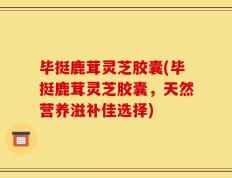毕挺鹿茸灵芝胶囊(毕挺鹿茸灵芝胶囊，天然营养滋补佳选择)