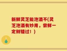 新鲜灵芝能泡酒不(灵芝泡酒有妙用，尝鲜一定别错过！)