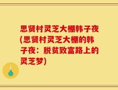 思贤村灵芝大棚韩子夜(思贤村灵芝大棚的韩子夜：脱贫致富路上的灵芝梦)