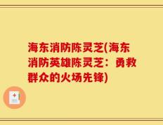 海东消防陈灵芝(海东消防英雄陈灵芝：勇救群众的火场先锋)