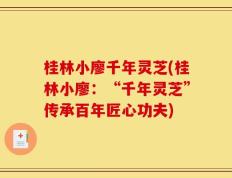 桂林小廖千年灵芝(桂林小廖：“千年灵芝”传承百年匠心功夫)