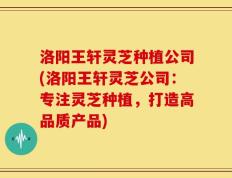 洛阳王轩灵芝种植公司(洛阳王轩灵芝公司：专注灵芝种植，打造高品质产品)
