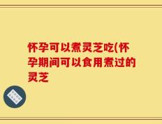 怀孕可以煮灵芝吃(怀孕期间可以食用煮过的灵芝