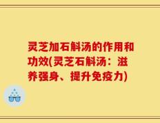 灵芝加石斛汤的作用和功效(灵芝石斛汤：滋养强身、提升免疫力)