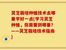 灵芝栽培种植技术去哪里学好一点(学习灵芝种植，你需要到哪里？——灵芝栽培技术指南)
