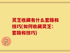灵芝收藏有什么套路和技巧(如何收藏灵芝：套路和技巧)