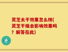 灵芝太干效果怎么样(灵芝干燥会影响效果吗？解答在此)