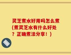 灵芝煮水好用吗怎么煮(煮灵芝水有什么好处？正确煮法分享！)