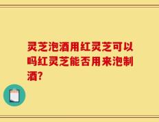 灵芝泡酒用红灵芝可以吗红灵芝能否用来泡制酒？
