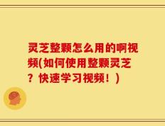 灵芝整颗怎么用的啊视频(如何使用整颗灵芝？快速学习视频！)