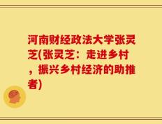 河南财经政法大学张灵芝(张灵芝：走进乡村，振兴乡村经济的助推者)