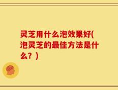 灵芝用什么泡效果好(泡灵芝的最佳方法是什么？)