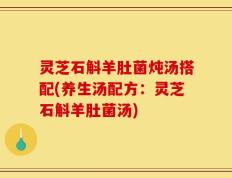 灵芝石斛羊肚菌炖汤搭配(养生汤配方：灵芝石斛羊肚菌汤)
