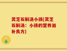 灵芝石斛汤小孩(灵芝石斛汤：小孩的营养滋补良方)