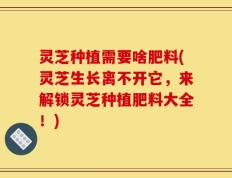 灵芝种植需要啥肥料(灵芝生长离不开它，来解锁灵芝种植肥料大全！)