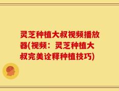 灵芝种植大叔视频播放器(视频：灵芝种植大叔完美诠释种植技巧)